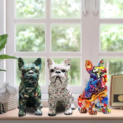 Escultura Bulldog Francês Sentado Grafite Street & Colors - vipzio