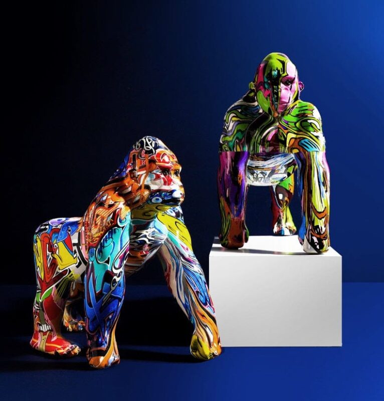 Escultura Gorila Idiamin Grafite Street & Colors - vipzio
