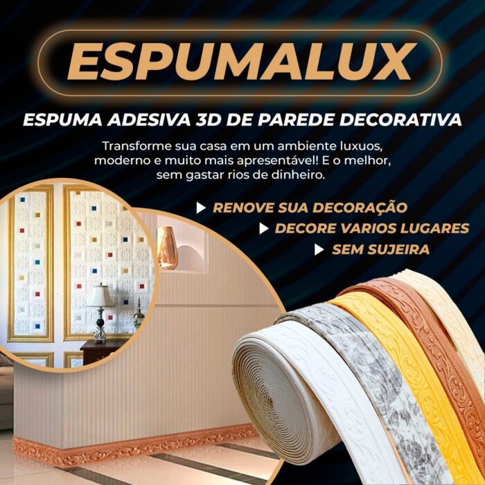 EspumaLux - Espuma Adesiva 3D de Parede Decorativa - vipzio