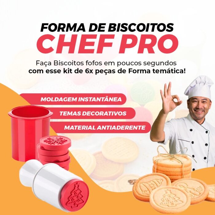 Forma de Biscoitos Chef PRO - Forma para fazer biscoito Caseiro - vipzio