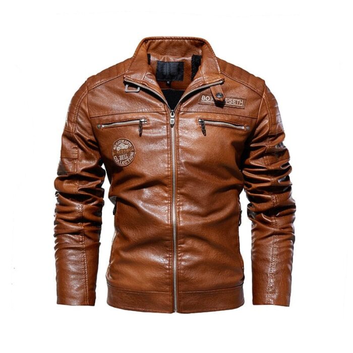 Jaqueta de Couro Masculina - General Boss Inverno Floresca Marrom P