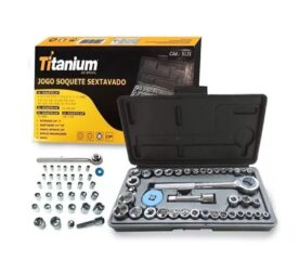 Jogo de Soquete com 40 peças Titanium 1/4-3/8 - vipzio