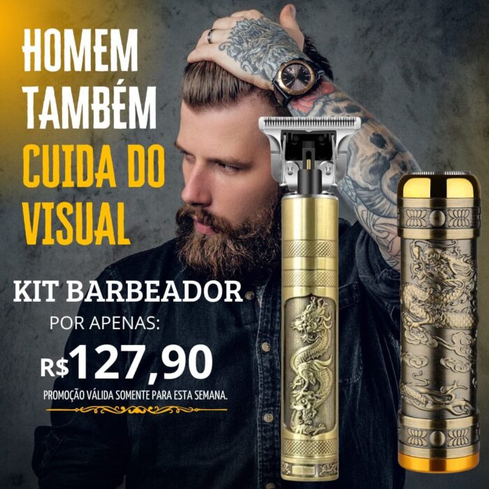 Kit Completo Máquina Profissional Barber Dragão - vipzio