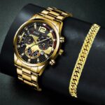 Kit Gold - Relógio + Pulseira Dourada - vipzio