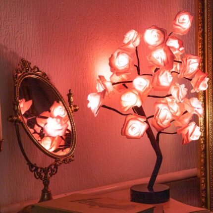 LED Rose Maria - Abajur LED em formato de Árvores com Rosas - vipzio