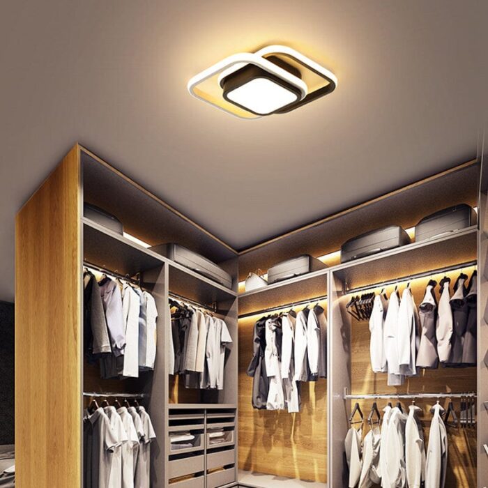 Luminária de Teto Plafon Sobrepor em Led Quadrado Duplo para Quarto Sala - vipzio