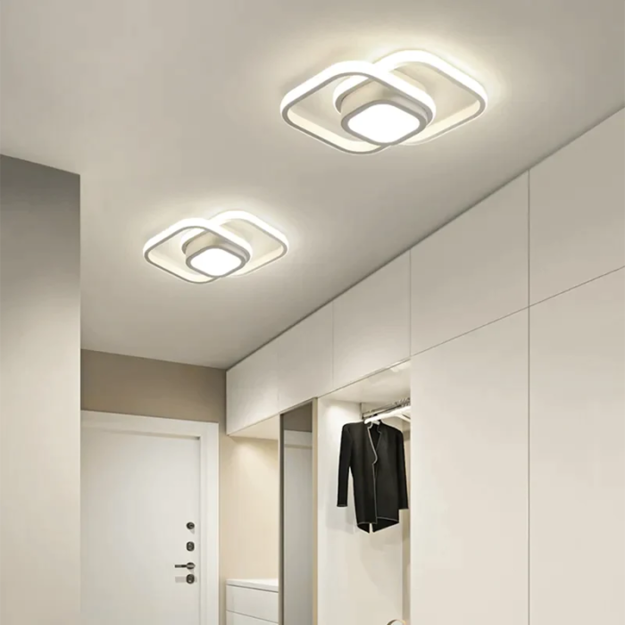 Luminária de Teto Plafon Sobrepor em Led Quadrado Duplo para Quarto Sala - vipzio