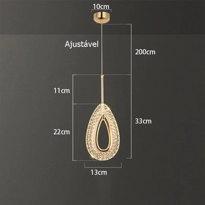 Lustre Pendente de Luxo em Gota Cristal - vipzio