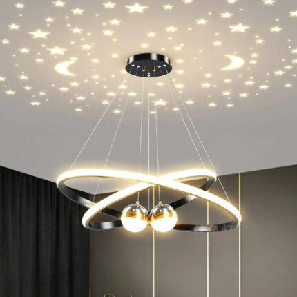 Lustre Pendente Luxuoso Circular Duplo em Led - vipzio