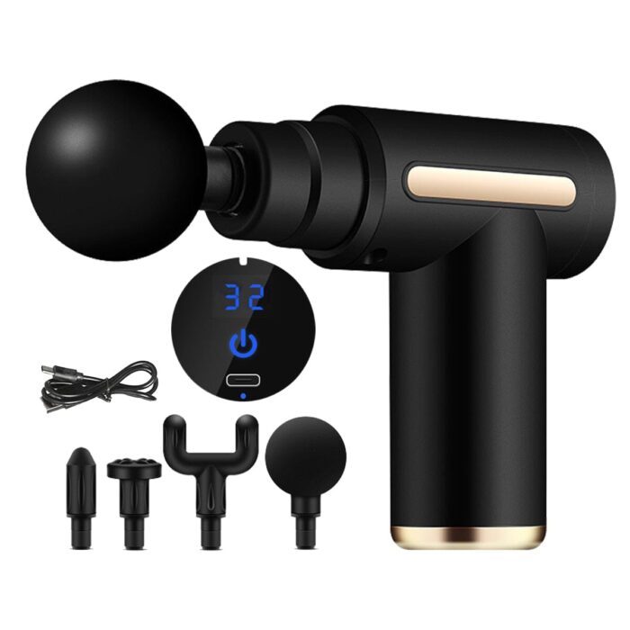 Massageador Elétrico Profissional 4 em 1 - com Display em LCD Massageador Elétrico Profissional 4 em 1 - Display em LCD saúde e beleza 010 Floresca Preto USB tipo C
