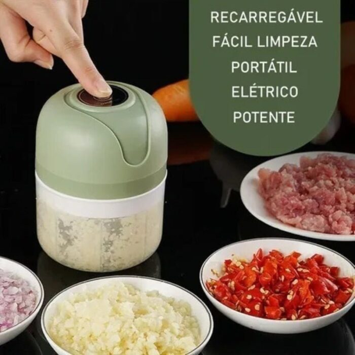 Mini Processador Elétrico de Alimentos Portátil com 3 lâminas de aço inox USB 250 ml Bivolt - vipzio