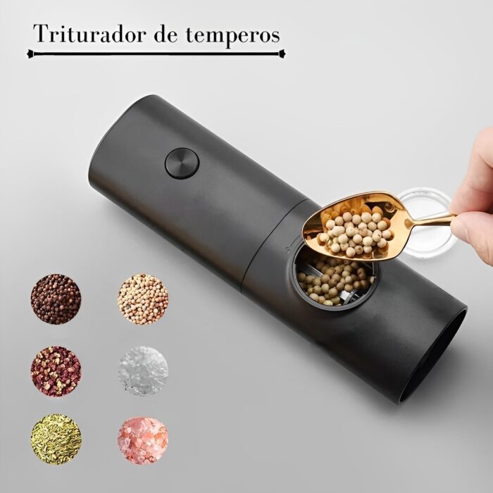 Moedor Elétrico Automático de Sal Pimenta Temperos com Ajuste de Moagem - vipzio