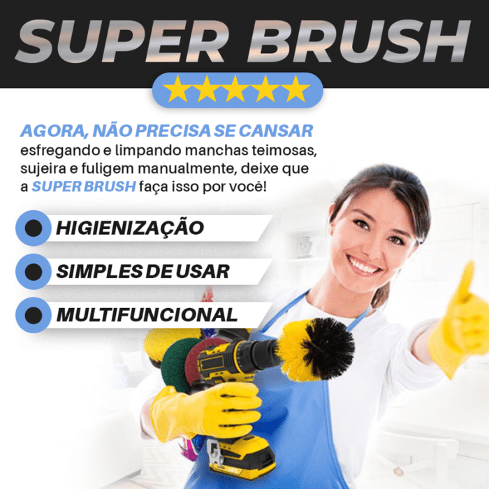 Super Brush - Broca Escova para Limpeza e Esfoliação de piso, azulejo, grelha, tapeta, sofá etc - vipzio