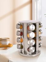 Porta temperos Giratório em Inox com 16 peças - vipzio