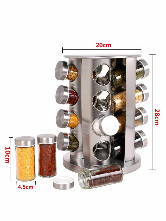 Porta temperos Giratório em Inox com 16 peças - vipzio