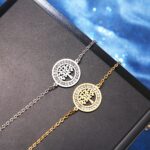 Pulseira Arvore da Vida Ajustável cravejada com Zircônia em Aço Inoxidável - vipzio