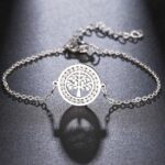 Pulseira Arvore da Vida Ajustável cravejada com Zircônia em Aço Inoxidável - vipzio