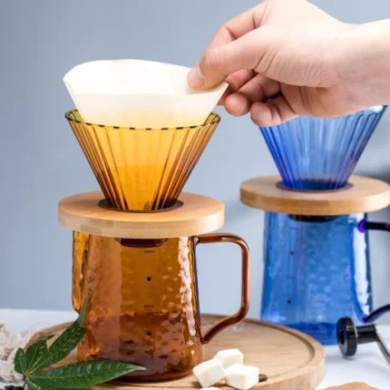 Suporte Filtro de Café V60 de Vidro e Madeira