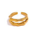 Anel Linhas Ajustável banhado a Ouro 18K e feito em Aço Inoxidável 316L - vipzio
