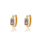 Brincos Viena Multicolor cravejado com Zircônia em aço Inoxidável - vipzio