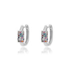 Brincos Viena Multicolor cravejado com Zircônia em aço Inoxidável - vipzio