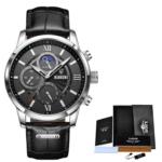 Relógio Fino Luxury Floresca Preto/Prata