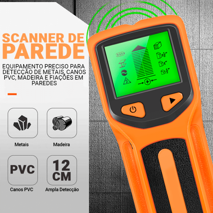 Scanner Profissional de Parede Para Metais Cano PVC Madeira e Fiação - vipzio