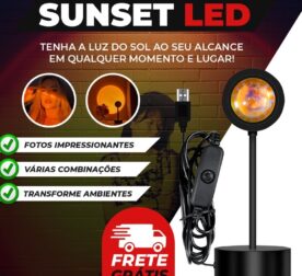Sunset LED - Luminária que imita o Sol. Luminária Gold Hour - vipzio