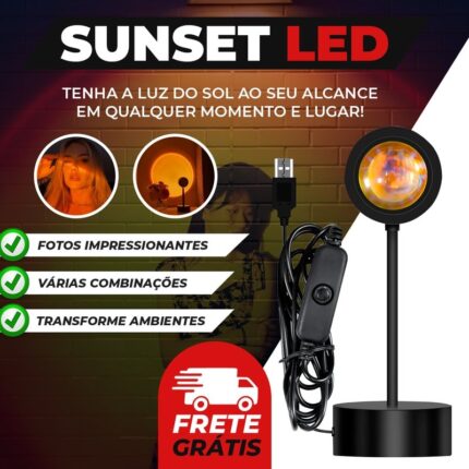 Sunset LED - Luminária que imita o Sol. Luminária Gold Hour - vipzio