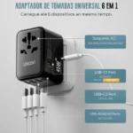 Adaptador De Tomadas Universal 6 Em 1 Vipzio 3