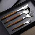 Jogo De Talheres Inox 30 Pecas Com Cabo De Madeira Vipzio 4