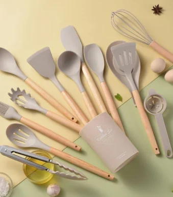 Kit Utensilios De Cozinha 14 Pecas Silicone Com Organizador Vipzio 16