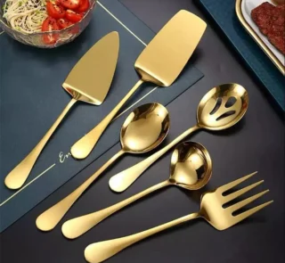 Kit Utensilios De Cozinha 6 Pecas Inox Dourado Vipzio 14