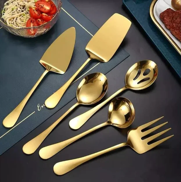 Kit Utensilios De Cozinha 6 Pecas Inox Dourado Vipzio 14