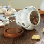 Pote De Ceramica Com Tampa De Madeira Vipzio 14