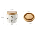 Pote De Ceramica Com Tampa De Madeira Vipzio