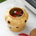 Pote De Ceramica Com Tampa De Madeira Vipzio 17