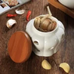 Pote De Ceramica Com Tampa De Madeira Vipzio 18