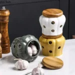 Pote De Ceramica Com Tampa De Madeira Vipzio 21