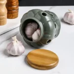 Pote De Ceramica Com Tampa De Madeira Vipzio 5