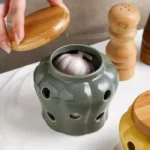 Pote De Ceramica Com Tampa De Madeira Vipzio 9