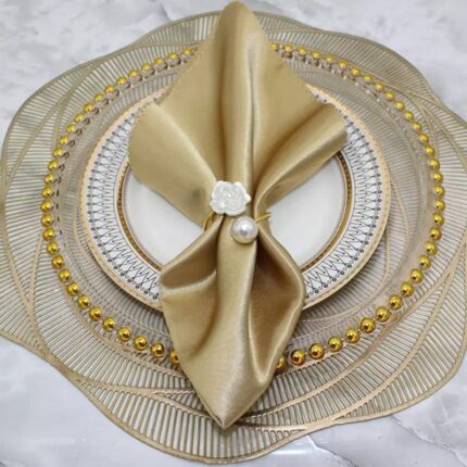 Conjunto Anéis de Guardanapo de Tecido Flor e Pérola VipZio