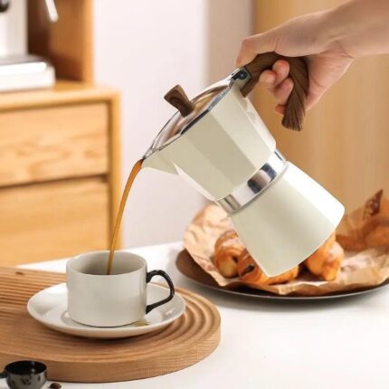 Cafeteira Moka Clássica com Cabo de Madeira Vintage VipZio
