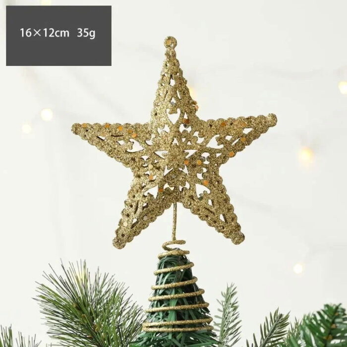 A Estrela Dourada de Ferro Luzente para Topo de Árvore de Natal é a peça ideal para dar um toque de classe e sofisticação à sua decoração natalina. Com seu remate dourado cintilante, ela traz um charme atemporal, realçando a venustidade da árvore com elegância.