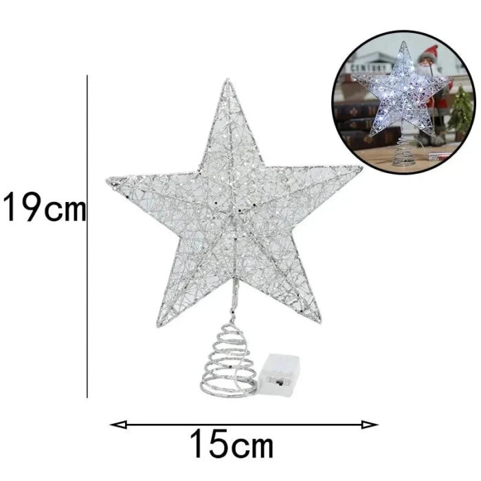 A Estrela Natalina de Ferro com Luzes LED e Fio de Cobre é um enfeite moderno que traz luminosidade e estilo para sua árvore de Natal. Com uma estrutura em ferro resistente e iluminada por luzes LED conectadas a um fio de cobre, ela oferece uma iluminação suave e aconchegante, ideal para tornar suas celebrações ainda mais encantadoras.