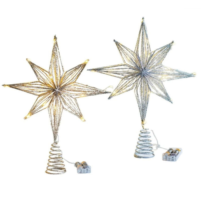 A Estrela de LED para Topo de Árvore de Natal é o toque final ideal para sua decoração natalina, criando uma atmosfera encantadora e acolhedora. Com um design sofisticado e luzes LED integradas, ela proporciona um luz próprio, destacando ainda mais a formosura da sua árvore durante as festividades.
