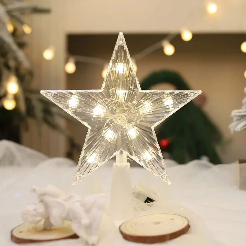 A Estrela de Topo de Árvore de Natal com Luzes LED é o pormenor perfeito para iluminar e embelezar sua árvore neste Natal. Fabricada em acrílico de subida qualidade e equipada com lâmpadas LED, ela emite um fulgor suave e hospitaleiro, criando uma atmosfera encantadora para as celebrações de termo de ano.