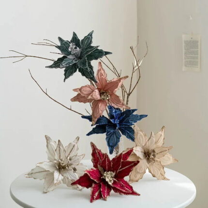 Decorativa Flor Natalina em Flanela Dourada Luxo VipZio
