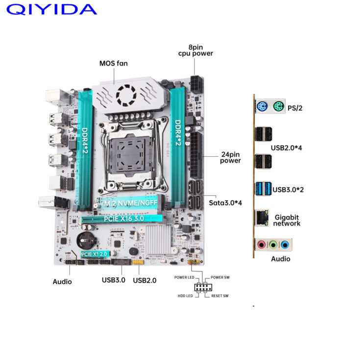 QIYIDA-com Slot M.2, Suporte X99 C612Chip, Memória DDR4, SATA 3.0, USB 3.0, PCI16X, LGA 2011
